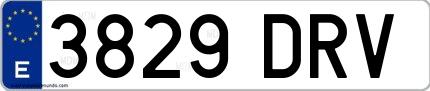 Ejemplo de matrícula española 3829 DRV