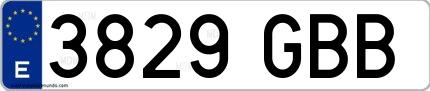 Ejemplo de matrícula española 3829 GBB