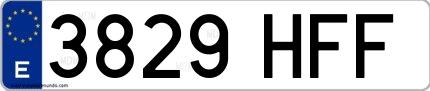 Ejemplo de matrícula española 3829 HFF