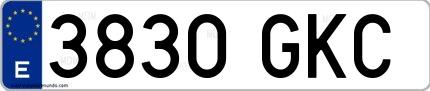Ejemplo de matrícula española 3830 GKC