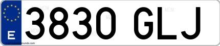 Ejemplo de matrícula española 3830 GLJ