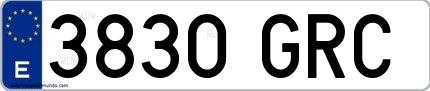 Ejemplo de matrícula española 3830 GRC