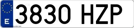 Ejemplo de matrícula española 3830 HZP