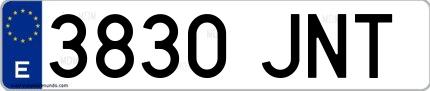 Ejemplo de matrícula española 3830 JNT