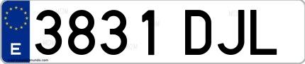 Ejemplo de matrícula española 3831 DJL
