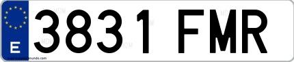 Ejemplo de matrícula española 3831 FMR