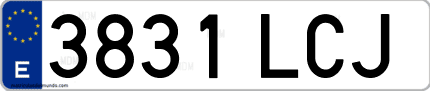 Ejemplo de matrícula de coche ordinaria 3831 LCJ