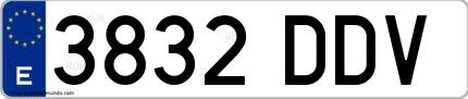 Ejemplo de matrícula española 3832 DDV