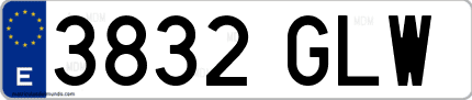Ejemplo de matrícula de coche ordinaria 3832 GLW