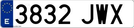 Ejemplo de matrícula española 3832 JWX