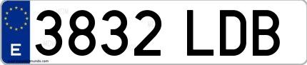 Ejemplo de matrícula de coche ordinaria 3832 LDB