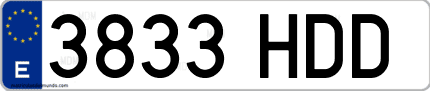 Ejemplo de matrícula de coche ordinaria 3833 HDD