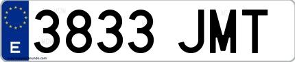 Ejemplo de matrícula española 3833 JMT