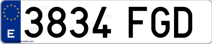 Ejemplo de matrícula de coche ordinaria 3834 FGD