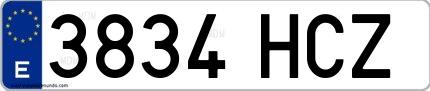 Ejemplo de matrícula española 3834 HCZ