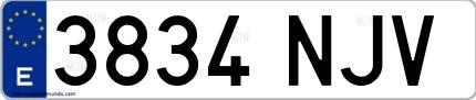 Ejemplo de matrícula española 3834 NJV