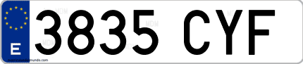 Ejemplo de matrícula de coche ordinaria 3835 CYF