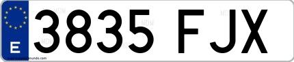 Ejemplo de matrícula española 3835 FJX