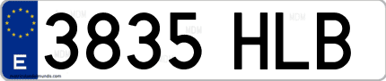 Ejemplo de matrícula de coche ordinaria 3835 HLB