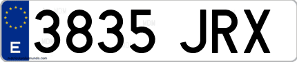 Ejemplo de matrícula de coche ordinaria 3835 JRX