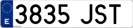 Ejemplo de matrícula española 3835 JST