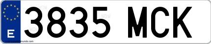 Ejemplo de matrícula española 3835 MCK