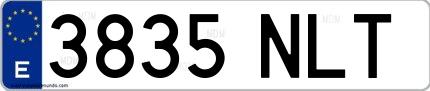 Ejemplo de matrícula española 3835 NLT