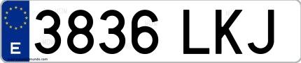 Ejemplo de matrícula española 3836 LKJ