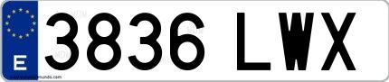 Ejemplo de matrícula española 3836 LWX