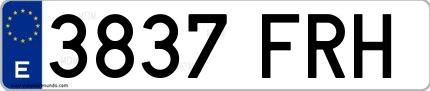 Ejemplo de matrícula española 3837 FRH