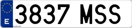 Ejemplo de matrícula española 3837 MSS