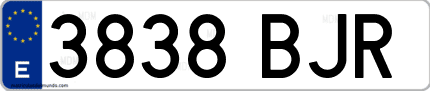 Ejemplo de matrícula de coche ordinaria 3838 BJR