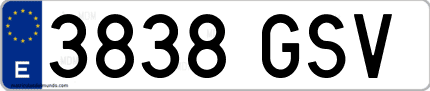 Ejemplo de matrícula de coche ordinaria 3838 GSV
