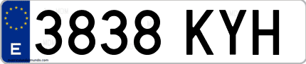 Ejemplo de matrícula de coche ordinaria 3838 KYH