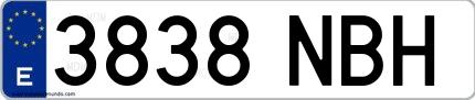 Ejemplo de matrícula española 3838 NBH