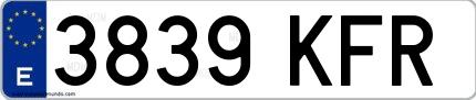Ejemplo de matrícula española 3839 KFR