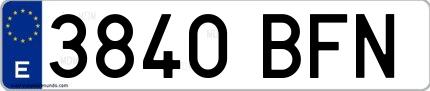 Ejemplo de matrícula española 3840 BFN