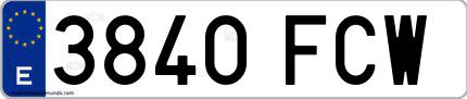 Ejemplo de matrícula española 3840 FCW