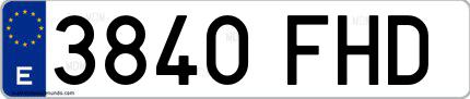 Ejemplo de matrícula española 3840 FHD