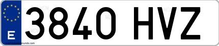 Ejemplo de matrícula española 3840 HVZ