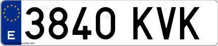 Ejemplo de matrícula española 3840 KVK
