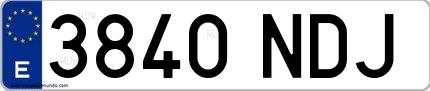 Ejemplo de matrícula española 3840 NDJ