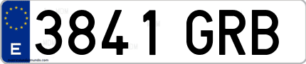 Ejemplo de matrícula de coche ordinaria 3841 GRB