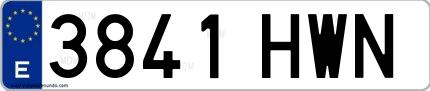 Ejemplo de matrícula española 3841 HWN