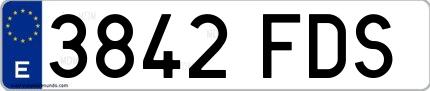 Ejemplo de matrícula de coche ordinaria 3842 FDS