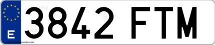 Ejemplo de matrícula española 3842 FTM