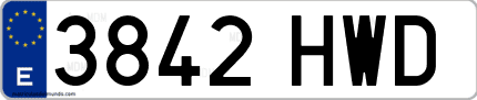 Ejemplo de matrícula de coche ordinaria 3842 HWD