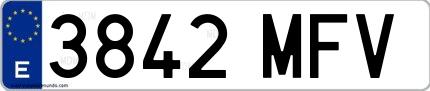 Ejemplo de matrícula española 3842 MFV
