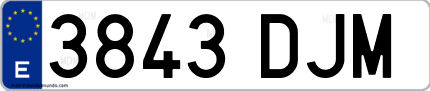 Ejemplo de matrícula de coche ordinaria 3843 DJM