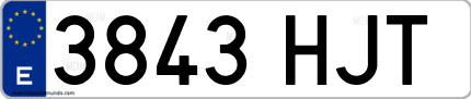 Ejemplo de matrícula de coche ordinaria 3843 HJT